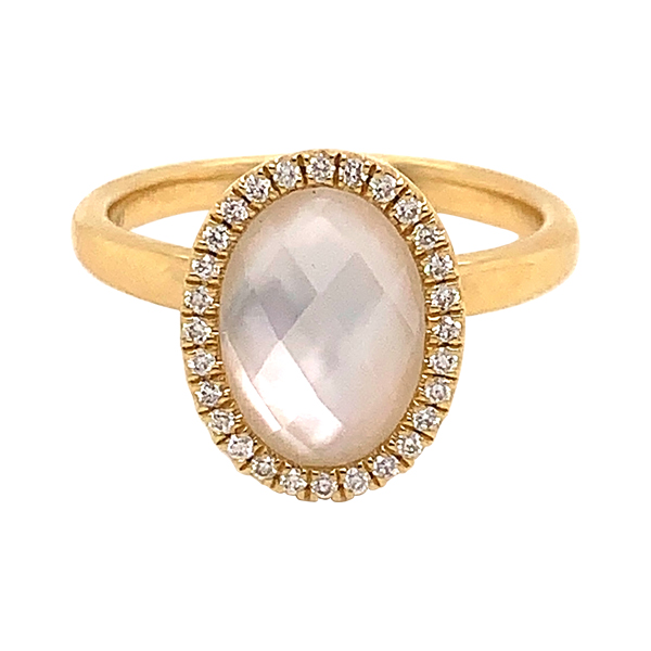 18kt mother of pearl and quartz doublet diamond ring - E.B. Horn Jewelers |  SKU - DCS-924